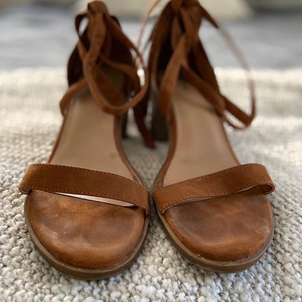 Suede Lace-up Strap Heels